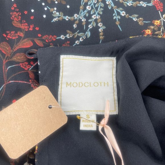 NWT ModCloth Embellished to Perfection Beaded Sequin Dress S Black Floral A Line - Picture 5 of 10